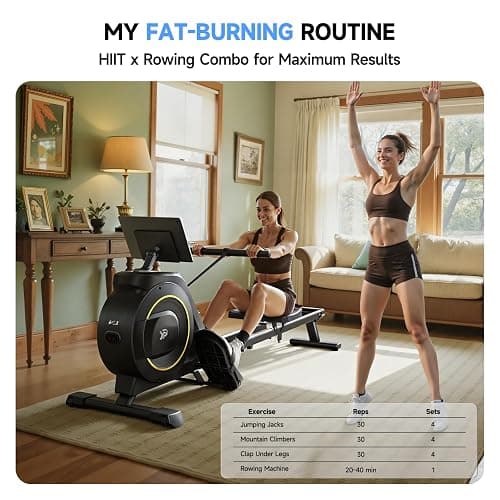 Rowing Machine for Home, 350 LB Capacity, 16-Level Silent Resistance, Magnetic Rowing Machines for Home Foldable, Full-Body Workout Compact Rowing Machine for Cardio & Strength with APP Support thumbnail 5