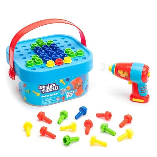 Educational Insights Design & Drill Bolt-It Bucket - Construction Toys & Toddler Tools, Kids Tool Set with Real Electric Drill Toy, Take Apart STEM Set, Building Kits and Gifts for Ages 3+ - Image 1