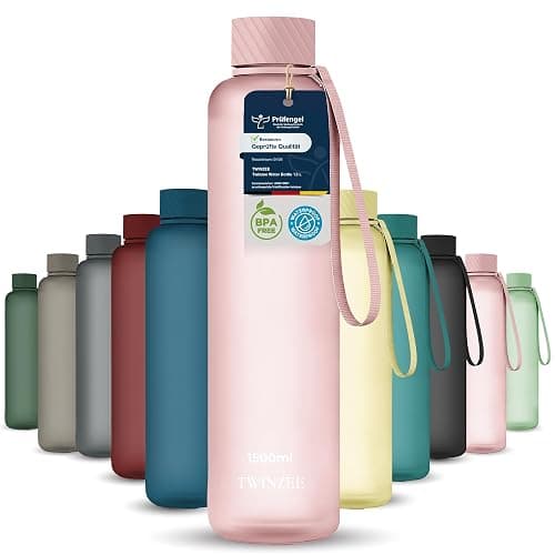 Twinzen Tritan Trinkflasche 1,5 L BPA-frei Auslaufsicher Rosa | Ideal für Sport, Schule und Büro · Robust und langlebig · Wiederverwendbar · Einfache Reinigung · Alltagstauglich - Image 1