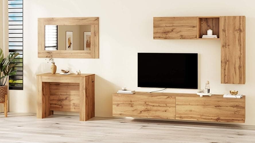 Mobili Fiver, Easy, Extendable Console Table with Extension Leaves Holder, 17,7(120,1) x35,4 in, Rustic Oak, for 4-12 People, Space-Saving Dining Table, Italian Furniture - Rustic Oak thumbnail 6