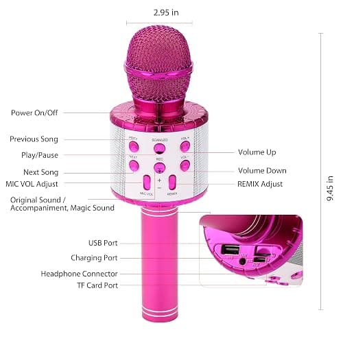 Fede Karaoke Microphone for Kids Adults, Wireless Bluetooth Microphone with LED Lights Portable Mic Speaker Karaoke Machine for Singing thumbnail 6