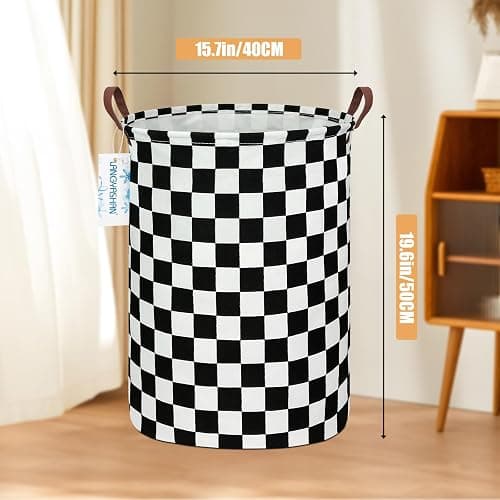 LANGYASHAN Laundry Basket Canvas Fabric Collapsible Organizer Basket for Storage Bin Toy Bins Gift Baskets Bedroom Clothes Children Nursery Hamper (Racing flag) thumbnail 3