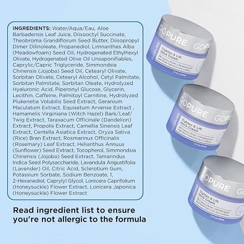 goPure Tighten & Lift Neck & Chest Moisturizer Cream for Visibly Firming, Tightening and Lifting Wrinkles & Crepey Skin, 1.7oz thumbnail 6