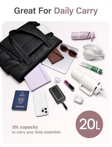 Uselike Tote Bag for Women with Zipper, Quilted Puffer Tote Bag with Compartments, Lightweight Puffy Work Bags for Women thumbnail 3