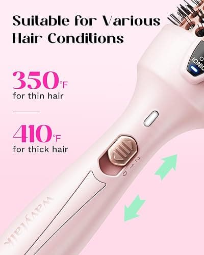 Wavytalk Thermal Brush, Blowout Express 1.5 Inch Negative Ion Thermal Round Brush Creates Blowout Look Makes Hair Shinier & Smoother, Dual Voltage, Easy to Use (Pink) thumbnail 3