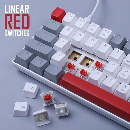 60% Mechanical Gaming Keyboard,Mixed Color Keycaps Gaming Keyboard with Red Switches, Detachable Type-C Cable Mini Keyboard with Blue LED Light for PC/Laptop thumbnail 2