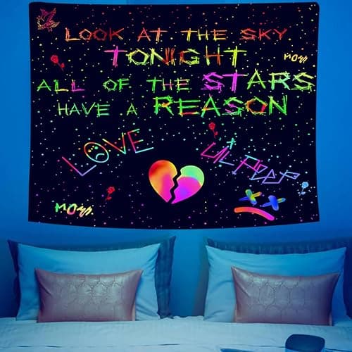PSYHILAR Blacklight Lil Peep Tapestry, Black Light Posters for Bedroom, Star Shopping Rapper UV Flag (90 x 70 Inches) thumbnail 3
