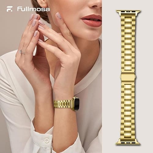 Fullmosa Metal Band for Apple Watch 42(S11/10)/41/40/38mm, Gold | Fits iWatch SE 3/2/1 Series11 10 9 8 7 6 5 4 3 2 1,Stainless Steel Replacement Strap,Women Men thumbnail 5