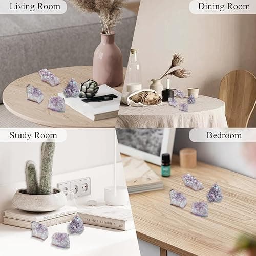ZHIYUXI Angel Aura Amethyst Crystal Clusters Geode Titanium Bonded Amethyst Crystal Gem Stones Crystals and Stones Natural Rock Raw Stone Energy Balance Reiki Decor 1Pc 50-70g thumbnail 3