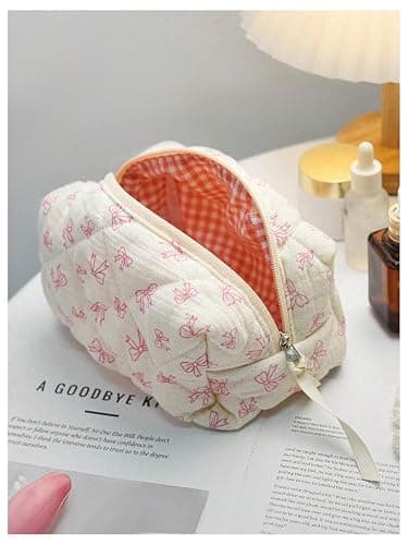 Floerns Women's Y2k Bow Cute Makeup Bag Zipper Closure Portable Cosmetic Toiletry Bags Pink Bow One Size thumbnail 4