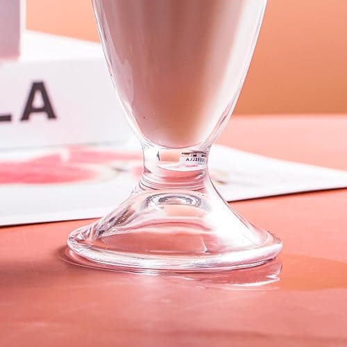 binsakao Milkshake Glasses Cups Soda Fountain with Spoons, Milk Shake, Ice Cream Soda Glass Set of 2 (11.5 oz, Clear) thumbnail 7