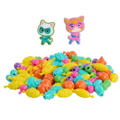 Disney Junior SuperKitties Pop Beads Jewelry Kit – 100 Pop Beads & 2 Character Charms, Easy Snap-On Necklace & Bracelet Craft Set for Kids Ages 3+ thumbnail 5