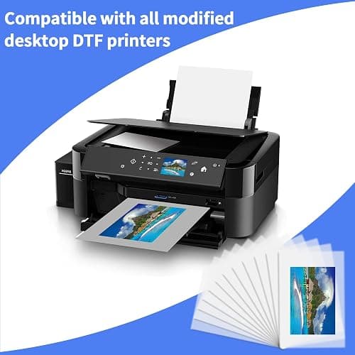 GOZYE Premium DTF Transfer Film - 50 Sheets A4 Matte PET Heat Transfer Paper for Direct-to-Film Printing on T-Shirts Textile- Size: A4 (8.3" x 11.7") thumbnail 2