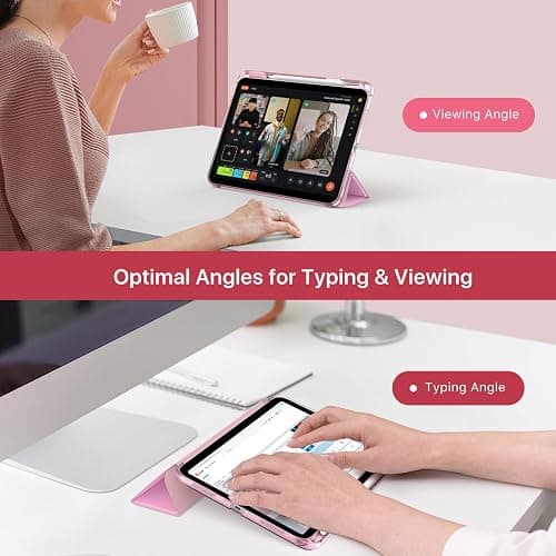 MoKo for iPad (A16) 11th Generation Case 11 Inch 2025, iPad 10th Generation Case 10.9 Inch 2022 with Pencil Holder, Slim Light Trifold Protective Cover with Hard PC Translucent Back Shell, Pink thumbnail 4