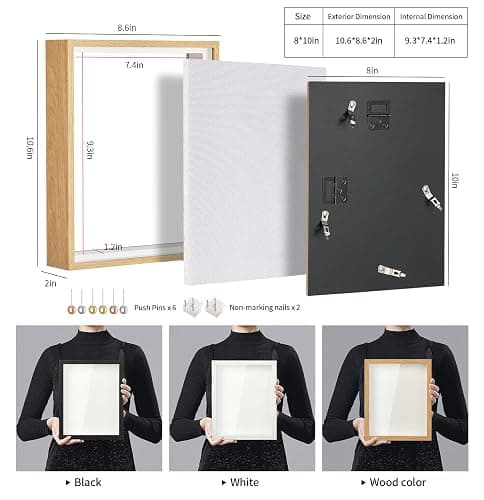 MUXIUNT 8x10 Shadow Box Picture Frame Display Case with Soft Linen Back and Thickened Panel,Brown Deep Shadow Memory Box Frame 8x10 for Flower Baby Pet Wedding Photo Craft Memorial Gift thumbnail 3