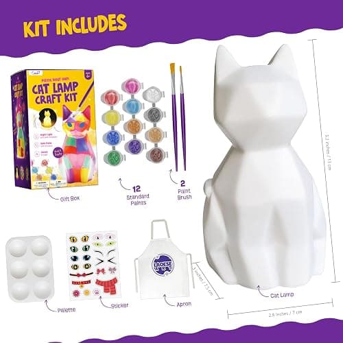 Paint Your Own Cat Lamp Kit, Arts and Crafts for Kids Ages 8-12, Art Supplies Painting kit for Kids 6-12, Cat Night Light Toys Girls Boy Birthday Christmas Gifts for Kid Ages 3 4 5 6 7 8 9 10 11 12+ thumbnail 3