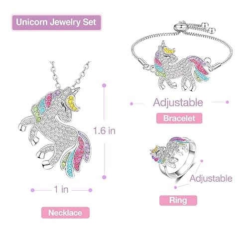 Unicorn Princess Dress Up Clothes for Little Girls – Costume, Jewelry and Headband thumbnail 5