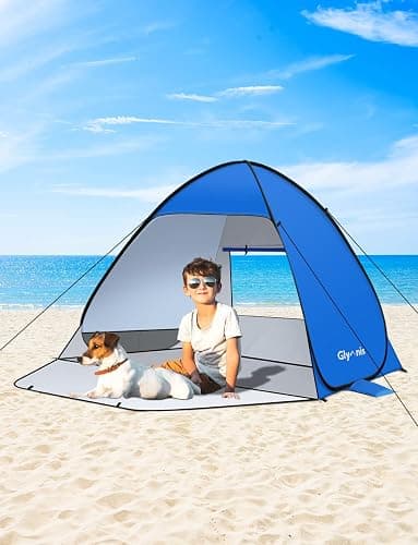 Glymnis Tente de Plage Pop Up pour 1-2 Personnes (S) 3-4 Personnes (L) Abris de Plage avec Porte à Glissière Protection UV 50+ Contre Le Vent thumbnail 2