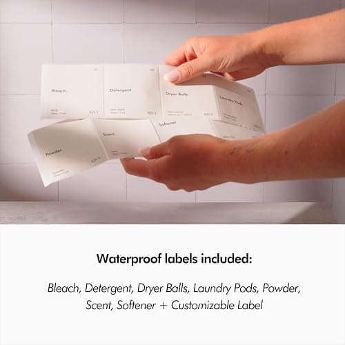 KIVY Glass Detergent Dispenser Container Set of 4 [INCL Labels] Large Glass jars for Laundry Room Organization Decor - Laundry soap dispenser for liquid detergent dispenser - Fabric softener dispenser thumbnail 5