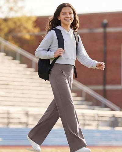 G4Free EverGoing Girls Wide Leg Pants High Waisted Soft Stretchy Sweatpants with Pockets 6-12 Years School Sport thumbnail 2