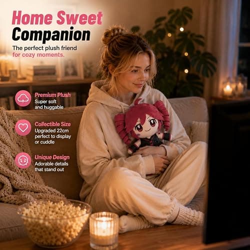 Collectible Pink Drill Twin Tail Girl Plush 22cm, Cute Anime Plush Character with 3D Twin-Drill Hair, Red and Black Outfit Figure Stuffed, Soft Anime Plushie Pillow Gift for Fans & Collectors thumbnail 7