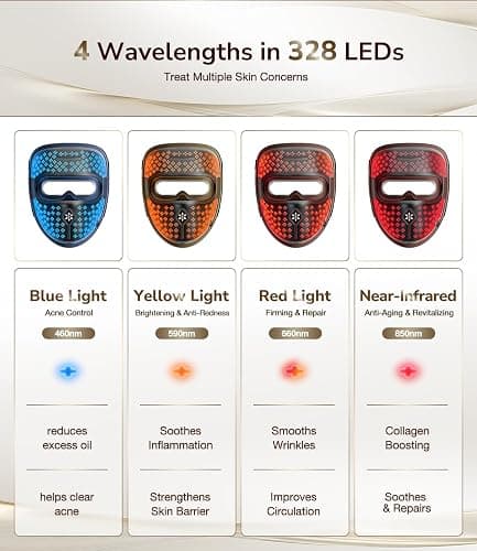 JOVS 4D Red Light Therapy Mask for Face with 4 Color Light Modes, Breathable Wireless 328 LEDs Face Mask with 850NM Near-Infrared Light, Portable LED Face Mask Light Therapy with Timer for Home Travel thumbnail 3