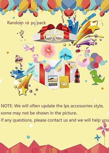 Accessories Pack Lot (Random 12 PCS) Laptop Hat Glasses Wings Clothes Bow Skirt Collar Food and Drink for LPS Shorthair Cat and Collie Dachshund Cocker Spaniel Husky Puppy Dog LPS Deer Figure thumbnail 3