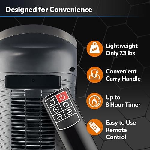 Lasko Oscillating Digital Ceramic Tower Heater for Home with Adjustable Thermostat, Timer and Remote Control, 23 Inches, 1500W, Silver, 755320, 8.5″L x 7.25″W x 23″H, Silver thumbnail 6