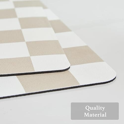 Ohocut Checkered Dish Drying Mat for Kitchen Counter, Coffee Bar Station Accessories, Retro Cute Aesthetic Modern Absorbent Drainer Mat Kitchen Drying Mat Easy Clean, Beige 12" x 19" thumbnail 6