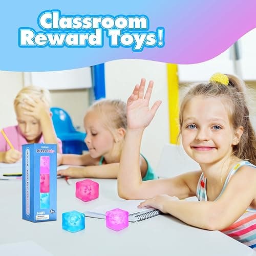 Fidget Toy Stress Cube 3 Pack,Cube Stress Ball with Snowflakes Inside,Mellow and Chill Touch,Classroom Prize Box Toys,Cube Squishies for Adults Kids Children Teens (Stress Cube 3 Pack) thumbnail 6