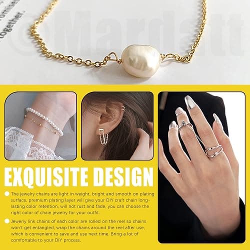 Mardatt 247Pcs 6 Colors 60ft Metal Jewelry Making Chains with Jewelry Pliers Lobster Clasps and Open Jump Rings, Jewelry Findings Supplies for Necklace Earring Bracelet DIY Craft thumbnail 6