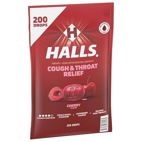 HALLS Cough and Throat Relief Cherry Cough Drops, Bulk Pack, 200 Drops thumbnail 12