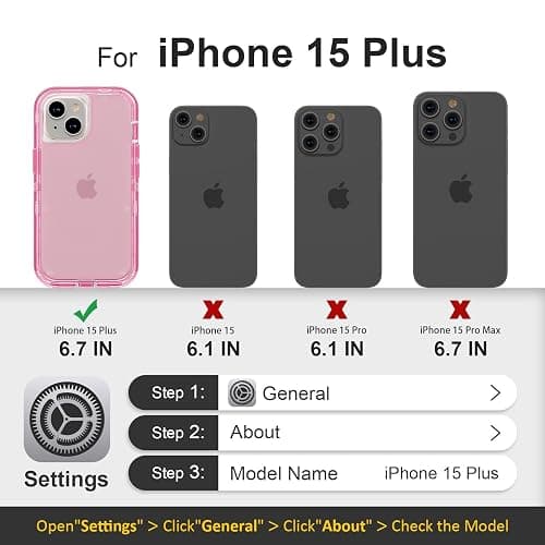 Follaroma for iPhone 15 Plus Case, Heavy Duty Shockproof Protection Phone Cases, Anti-Drop, Dual Layer Transparent Protective Cover Compatible with iPhone 15 Plus, 6.7 inch,Crystal Pink thumbnail 2
