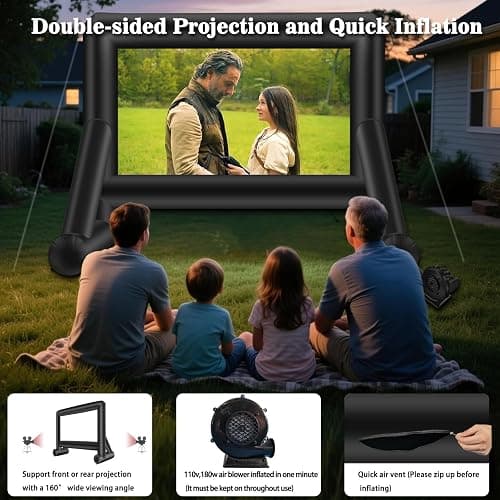 AZXRHWYGS 14 Feet Indoor and Outdoor Inflatable Blow up Mega Movie Projector Screen with Carry Bag for Front and Rear Projection thumbnail 3