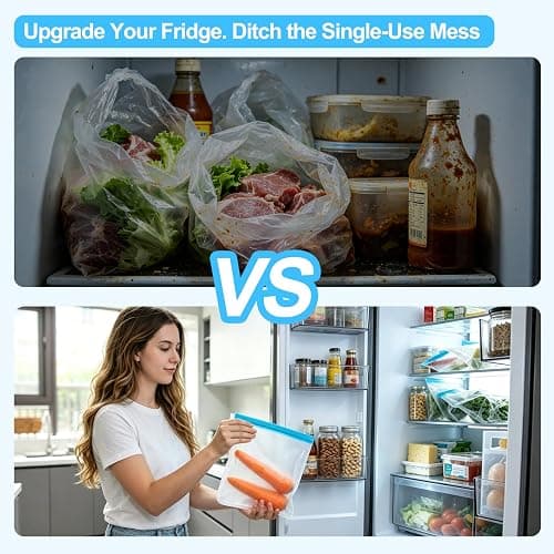 10 Pack DualSeal Reusable Snack & Sandwich Bags, Dishwasher Safe BPA Free | Reusable Freezer Bags, Reusable Gallon Bags for food Marinating, Lunch, Meal Prep, 3 Gallon 4 Sandwich 3 Snack thumbnail 8