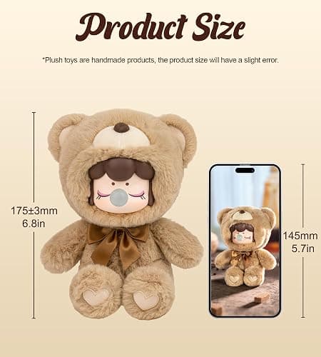 ROBOTIME Plush Doll Blind Box Figure,7 Inches Cute Anime Plush Doll Mystery Box Popular Collectible Toy Creative Kits for Birthday Gifts/Christmas Holiday Chocolate Colorful Plush Bear (1 pcs) thumbnail 3