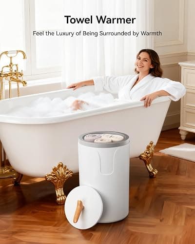 EUHOMY Large Towel Warmer for Bathroom, 3 Timer Settings (30/60/90 Mins), Auto Shut-Off, Fragrance Disc Holder, Bucket Towel Warmer for Oversized Towels, Blankets & Bathrobes, White thumbnail 3