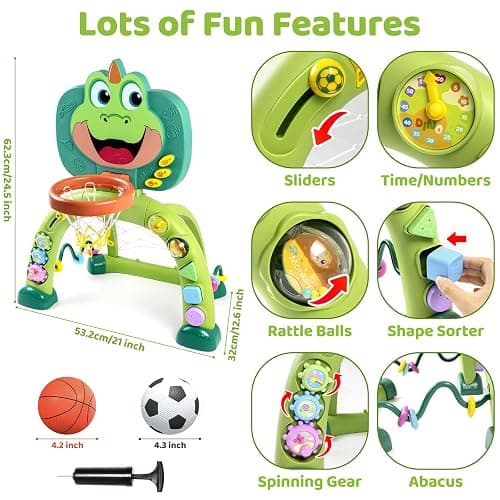Marstone Baby Boy Toys for 1 2 3 Year Old Gifts: Toddler Basketball Hoop and Soccer Goal Activity Center Toys with Sound and Music for Kids, Girls 1-3, Interactive 1st First Birthday Present thumbnail 2