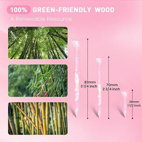 Amy Sport Golf Tees Wooden Stylish Painted 50 Pack | 40 Bamboo Tee 2 3/4 or 3 1/4 Inch with 10 Short 1 1/2 Inch Driving Range Tee, Low Friction Contact, Bright Color Easy to Find thumbnail 3