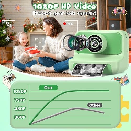 Kids Camera Instant Print, Christmas Birthday Gifts for Girls and Boys, Kids Camera 1080P HD Video Digital Toddler Camera Toy for 3 4 5 6 7 8 9 10 11 12 Years Old thumbnail 3
