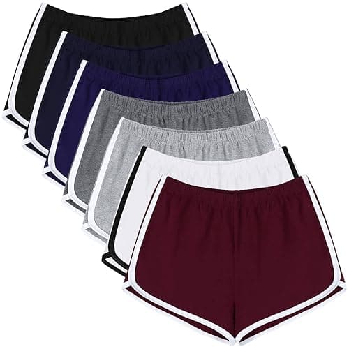 URATOT 7 Pack Womens Cotton Shorts, Dolphin Booty Athletic Gym Sports Shorts for Yoga Lounge Running - Image 1