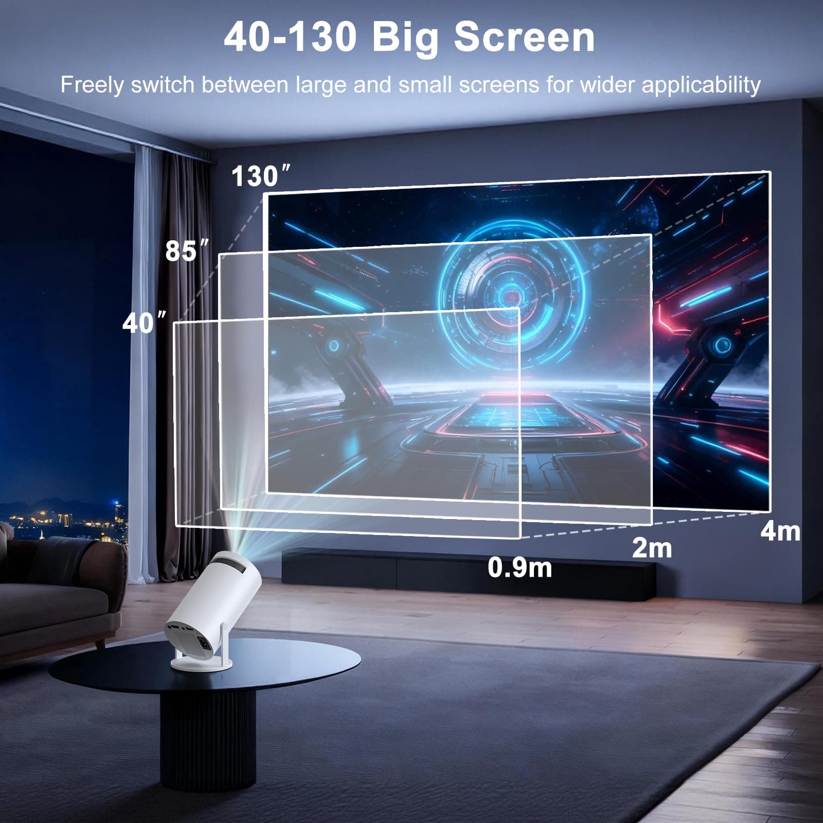 Anytrox Mini Projector [Built-in App & 2026 Upgraded &1080P] Support Auto Keystone, Portable Projector with WiFi and Bluetooth, 180 Adjustable Fit for Home Theater/Outdoor/TV StickPhone thumbnail 6
