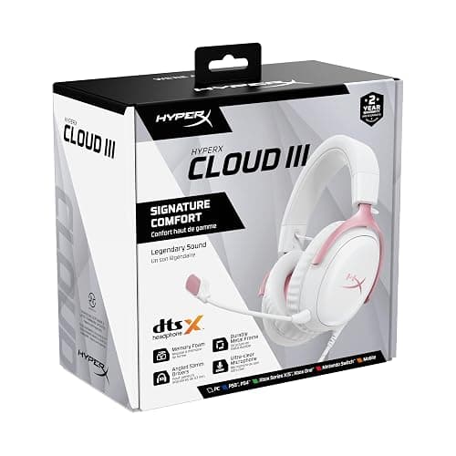 HyperX Cloud III – Wired Gaming Headset, PC, PS5, Xbox Series X|S, Angled 53mm Drivers, DTS, Memory Foam, Durable Frame, Ultra-Clear 10mm Mic, USB-C, USB-A, 3.5mm – Pink thumbnail 5