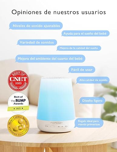 Momcozy Ruido Blanco para Bebés con 34 Sonidos Relajantes y Luz Nocturna | Maquina ruido blanco para bebés, niños y adultos, con entrenador de sueño, control de aplicaciones, temporizador thumbnail 5