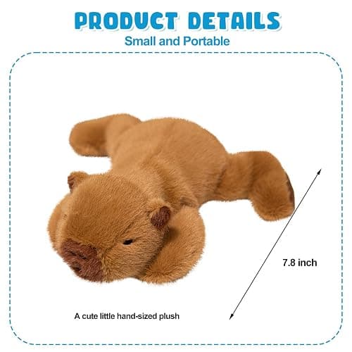 Ditucu Cute Palm-Sized Capybara Stuffed Animal Soft Capibara Plush Doll Small Plushies Toys Gifts for Kids Brown 7.8 inch thumbnail 3