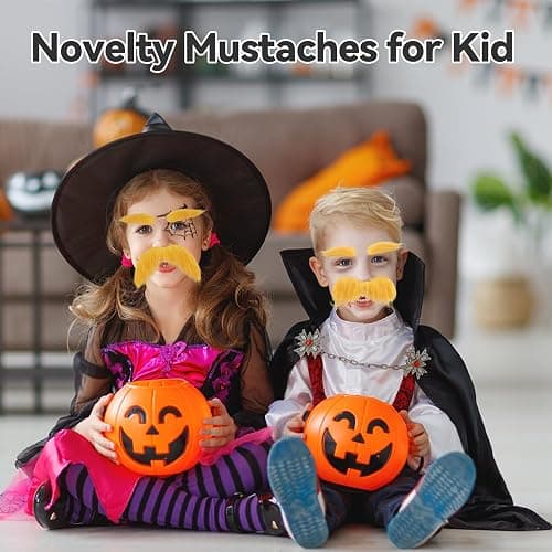 woxafo 2 PCS Yellow Mustache and Eyebrows with Spare Tape, 2 Novelty Realistic Yellow Fake Mustache Beard and Eyebrows for Adults, Halloween Cosplay Costume Party Favors thumbnail 6