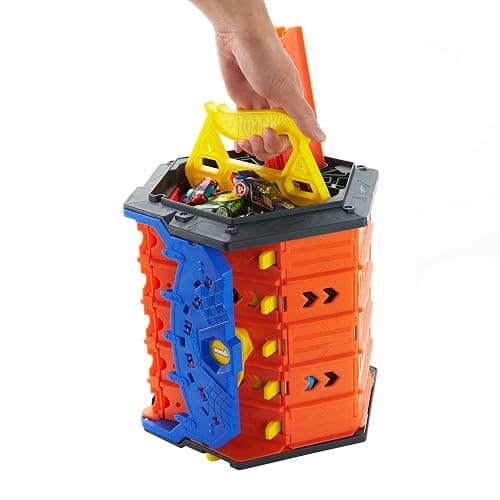 Hot Wheels Track Builder Action, Roll Out Raceway, Track Set with 5 Lane Racetrack and Toy Storage Bucket, Includes 1 Toy Car, Toys for Ages 4 to 10, One Pack, HGK41 thumbnail 3
