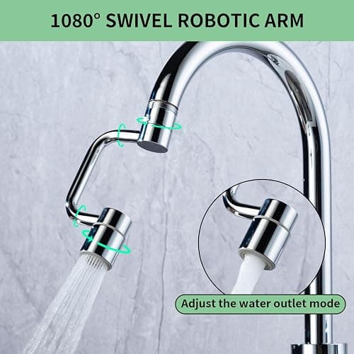 SELLO 1080° Rotating Faucet Extender for Bathroom Sink, Sink Water Faucet Aerator with Brass Extension, Sink Extender with Adjustable Swivel Arm, Fit to Faucet Threads G1/2, 15/16”, and 55/64” thumbnail 7