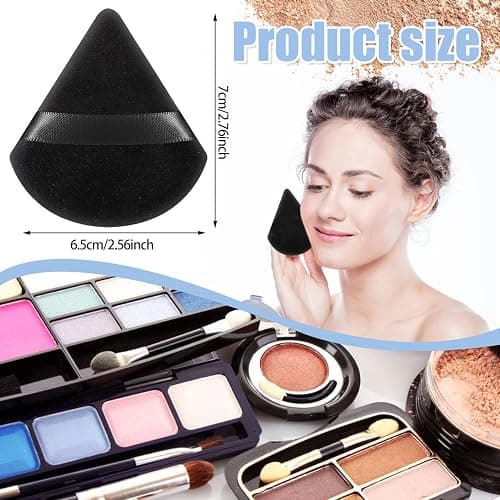 Pimoys 15 Pieces Powder Puff Face Soft Triangle Makeup Velour Puff, Beauty Sponge for Loose Powder and Cosmetic Foundation, Blender Makeup Tool (Black, Pink, Flesh) thumbnail 4