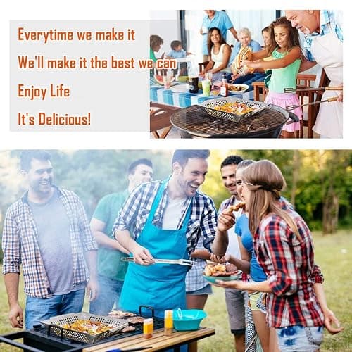 3 Pack Grill Baskets for Outdoor Grill, Heavy Duty Stainless Steel Vegetable Grill Basket, Grilling Basket for Veggies, Grilling Accessories for All Grills & Smokers - Grilling Gifts for Men thumbnail 7